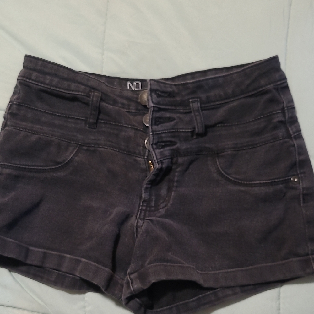 No Boundaries Black High Waist Shorts with Cuffed Hems